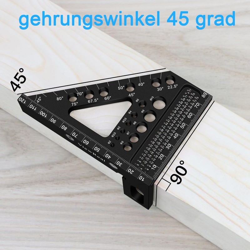 3D Mitre Square Multifunctional 22.5-90 Angle Measure Aluminium Alloy High