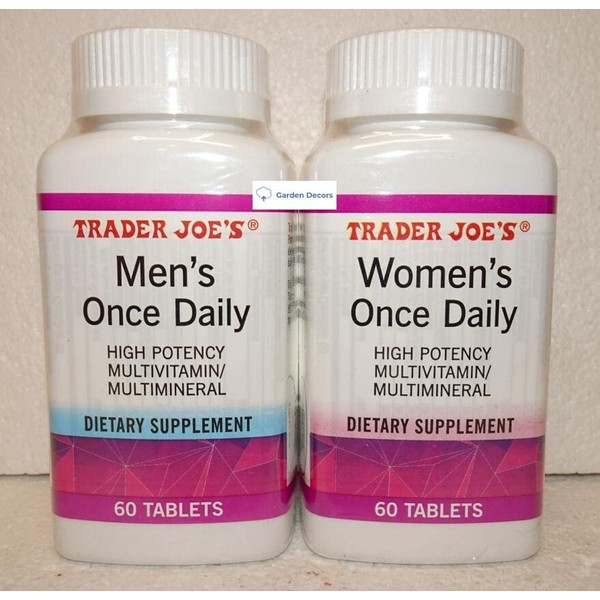 Trader Joe's2 Men & Women’s Once Daily High Potency Multivitamin/Multimineral Dietary Supplement 60 Tablets (Two Bottles)