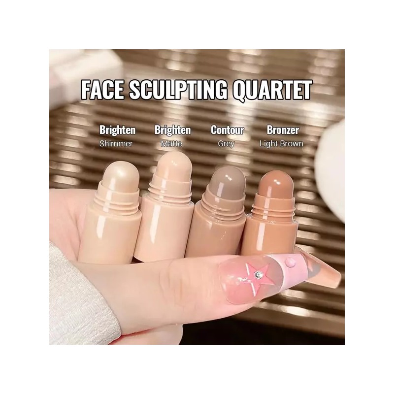 Erinde 에린데 4-in-1 스태커블 컨투어 형광펜 스틱 크리미한 다용도 쉐이딩