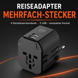 Mobility Lab ML314044 - Travel Adapter with 2 USB-C Ports - Fast Charge 20 W - Compatible with More Than 200 Countries - 4 Devices Simultaneously