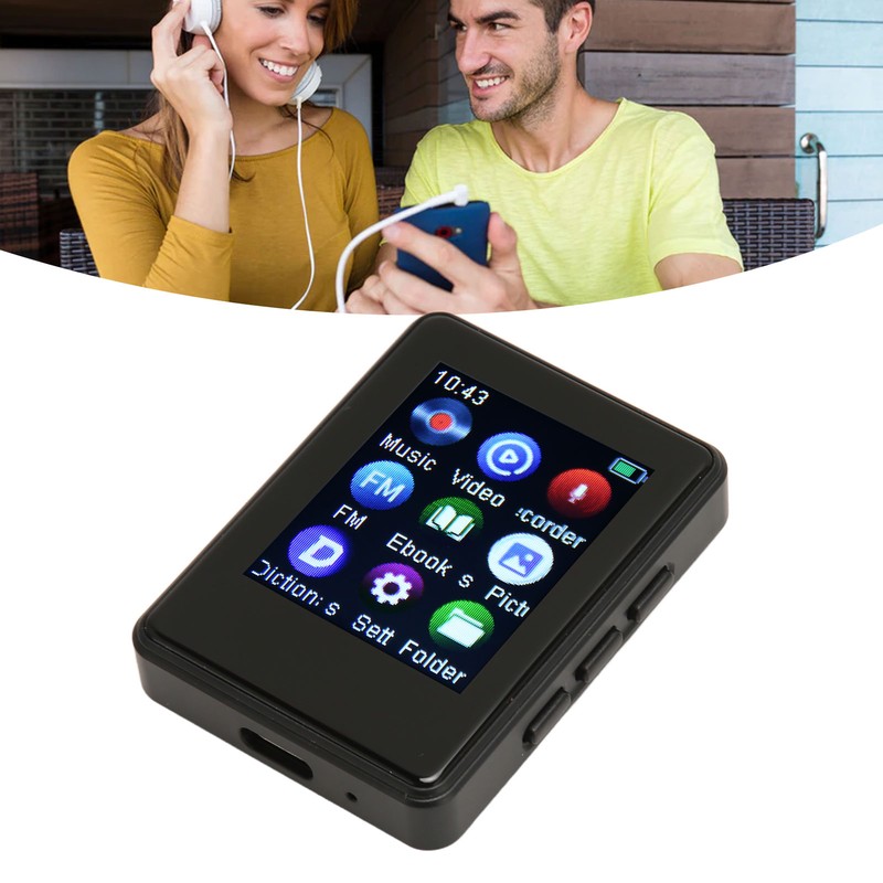 MP3 Player Bluetooth 5.0 HiFi Sound 1.77in Full Touch Screen