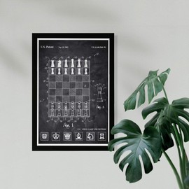 Wynwood Studio Entertainment and Hobbies Framed Wall Art Prints 'Chess Method 2000 Chalkboard' Board Games Home Décor, 13" x 19", Black, White
