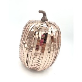 5" Rose Gold Disco Mosiac Mirror Pumpkin, autumn fall decor