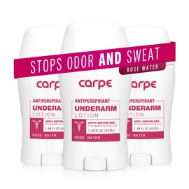 Carpe Underarm Antiperspirant and Deodorant, Clinical strength with Rose Water scent, Combat excessive sweating Stay fresh and dry, Great for hyperhidrosis (Pack of 3)