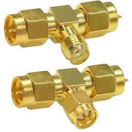SMA Splitter Connector TUOLNK SMA Male to Dual SMA Male Triple Tee Adapter SMA Female to Double SMA Male 3 Way RF Coaxial Connector Antenna Converter 2 Pack