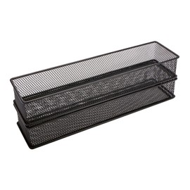 Annova Mesh Stackable Drawer Cabinet and Shelf Organizer Bins Storage Basket School Office Supply Holder Tray- Set of 2 (Black, 3x12x2 Inch)