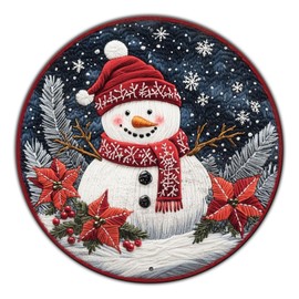 GJXFTPTTBD Round Christmas Snowman Decor Metal Tin Sign for Door Hanging Sign for Home Bars Clubs Cafes 8 * 8 in