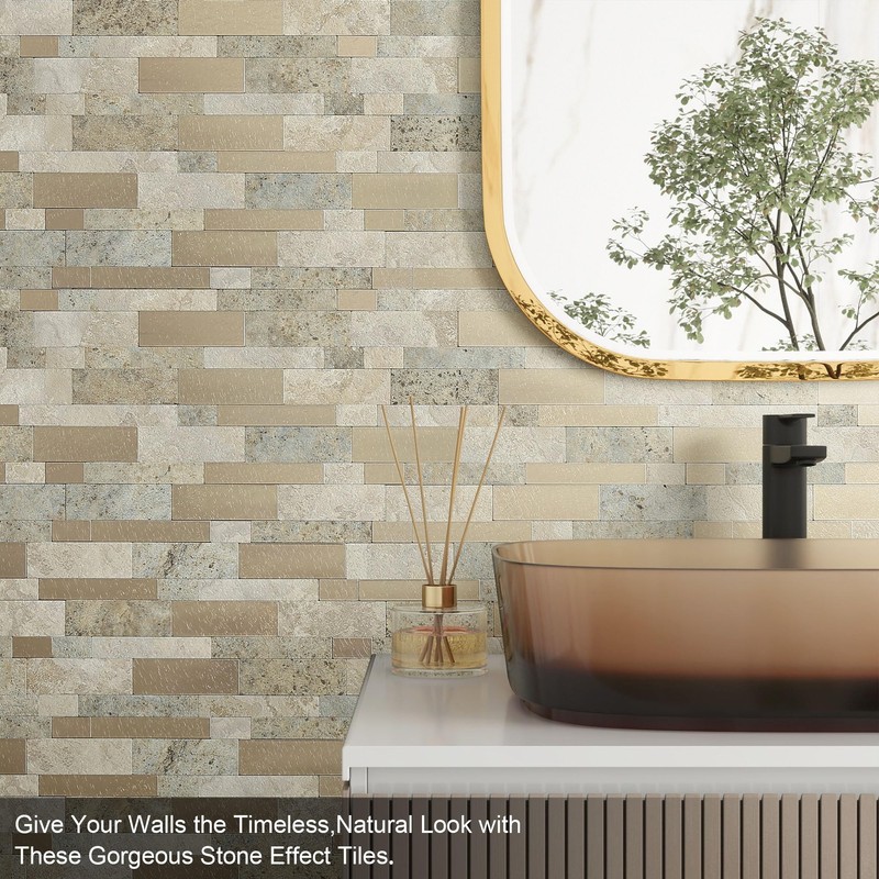 BeNice Backsplash Peel and Stick Wall Tiles for Kitchen,Subway Self