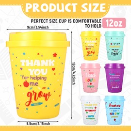 Wiwiqing 24 Pack Teacher Appreciation Gifts in Bulk, 12oz Teacher Cups with Lids Reusable Plastic Coffee Cups Tumblers Inspirational Thank You Gifts for Women, Men, Coworker, Staff, Graduation