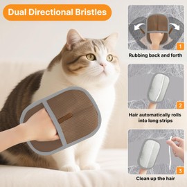 1 Pcs Pet Hair Removal Gloves Brush, Light Brown, Upgraded 2025 New Reusable Cat Dog Electrostatic Hair Remover, Yomi Grooming Glove Tool, Pet Hair Removal for Couch, Furniture, Carpet, Curtain
