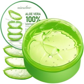 MIRACLAIR Gel de Aloe Vera para Rostro, Piel, Cabello y Alivio de Quemaduras Solares, Hecho con 100% Gel de Aloe Puro para Todos los Tipos de Piel. Fa