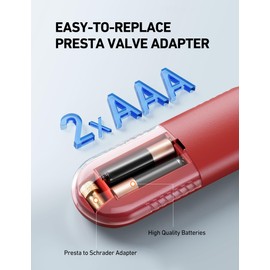 AstroAI AstroAI Digital Tire Pressure Gauge 300PSI Large Screen with Backlight and Flashlight, ANSI 2A High Accuracy, Compatible with Schrader Valves, 4 Units, Presta Valve Adapter Included (Red)