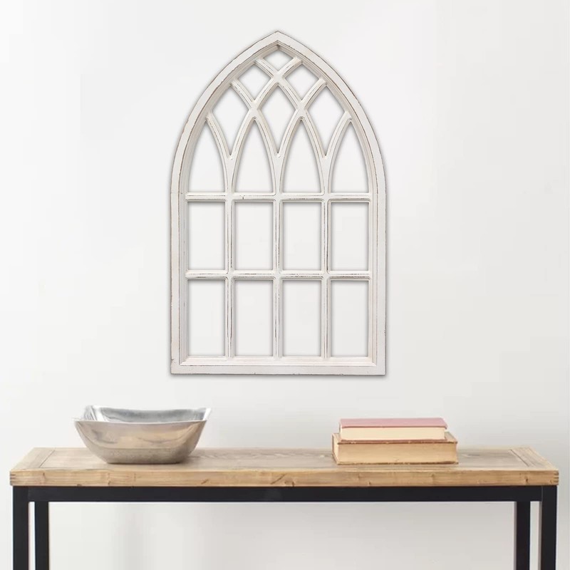Sintosin Rustic Arched Window Frame 20 x 32 Inch, Hanging