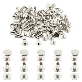 Hocansen 50 Set Chicago Screws M5x10mm Leather Screw Nail Rivet Chicago Bolts Button Metal Binding Screws Posts Round Flat Head Stud Screw for Leather Craft and Bookbinding (M5*10mm/ZBD)
