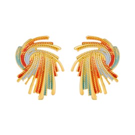 Colorful Gold-Plated Statement Stud Earrings for Women with Multicolor Vintage Style Ubahatimi