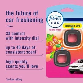 Febreze Car Odor-Fighting Air Freshener Vent Clip with Gain Scent, Island Fresh, 1 count