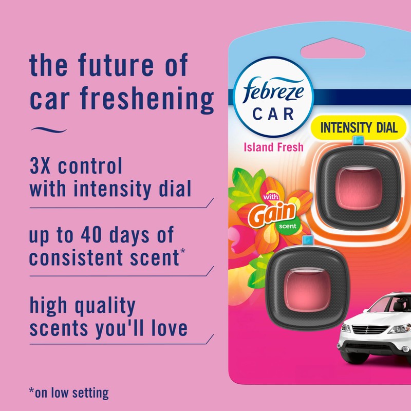 Febreze Car Odor-Fighting Air Freshener Vent Clip with Gain Scent,