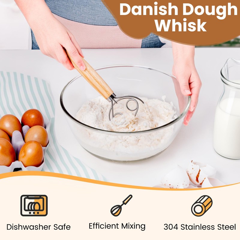 Bread Making Tools with Danish Dough Whisk Set, Sourdough Bread