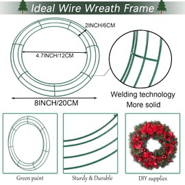 YAAVAAW 2 Pack Christmas Wire Wreath Rings 8 inch Metal Wreath Frame - 20cm Round Wire Wreath Frame for Christmas Wreath Making Rings Base, Wedding Garland Ring, Garden, Home Deco Supplies DIY Crafts