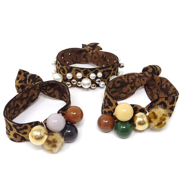 Honbay 3 Stück modische elastische Haarbänder mit Leopardenmuster, Haargummis, Pferdeschwanzhalter