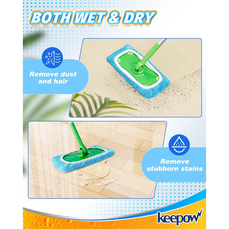 KEEPOW Reusable Microfibre Pads for Flash Speed Mop Refill Wipes,