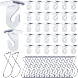 Vicenpal 30 Pcs Drop Ceiling Hooks Bulk for Classrooms Hanging Set, 15 Pairs Right and Left 15 Pcs Clips for Tile Decorations, Metal Suspended T Bar Hooks for School Plants
