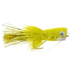 The Fly Fishing Place Yellow Deer Hair Bass Bugs - Fly Fishing Popper Flies - Set of 3 Flies Hook Size 8