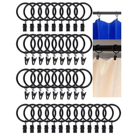 Consss 40 Pack Black Curtain Rings, Rustproof Metal Curtain Hooks Curtain Clips with Rings, 1.26" Interior Diameter Curtain Rings with Clips, Ring Clips for Curtains, Hats, Bows, Towels