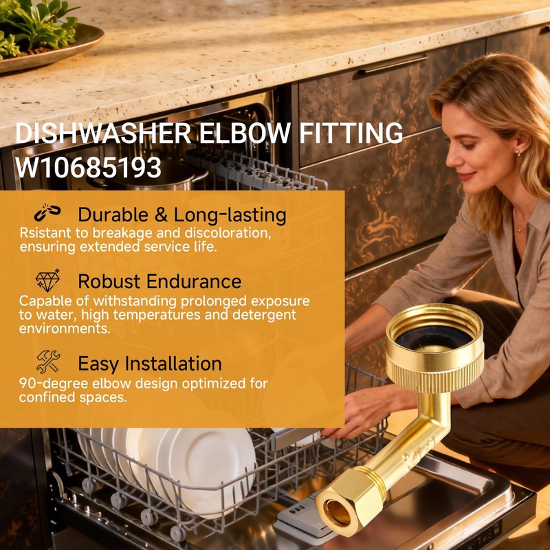 W10685193 Dishwasher 90 Degree Elbow Fittings 2-Pack Replacement
