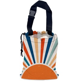 NHNXHWIA Retro Sunburst Car Garbage Bag,Colourful Sunrise Waterproof Small Car Trash Bag Hanging Back of Seat,Drawstring Hanging Car Trash Bag with Adjustable Buckle for Car Accessories