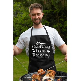 Print4U Crafting Is My Therapy Funny Crafting Knitting Apron Novelty Baking Pink