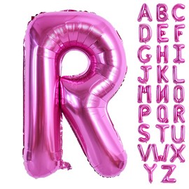 TONIFUL 40 Inch Large Rose Red Letter R Balloons Giant Hot Pink Alphabet Letter Balloons,Foil Mylar Big Balloons for Birthday Party Anniversary Supplies Decorations