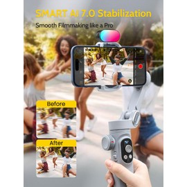 Professional Gimbal Stabilizer for Smartphone, RGB Magnetic Refill Light, OLED Display, LED Light, Face Tracking, Gesture Control, Professional 3-Axis Stabilizer XPRO Kit