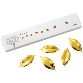Nagao Chopsticks Rest, Leaves Branches, Camellia, Gift Set, 5 Pieces, Gold, Made in Japan
