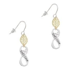 Delight Jewelry God's Love Infinity Sign Goldtone Leaf French Earrings