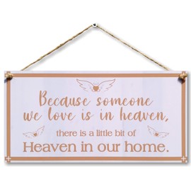 CARISPIBET Because someone we love is in heaven Home décor decorative plaques home signs inspirational decoration 6" x 12"