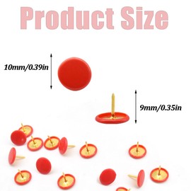 Hocansen 300 Pcs Thumb Tacks 10x9mm Colored Push Pins Flat Round Head Drawing Pins for Map, Photo Wall, Corkboard (Red/TD-PT)