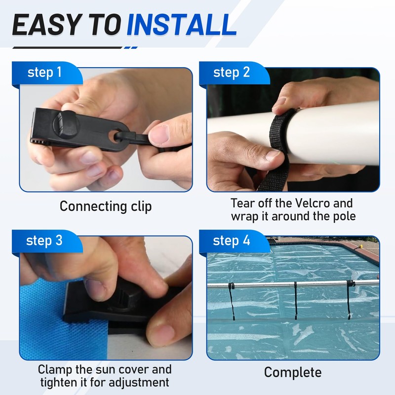 24 Pcs Pool Solar Cover Reel Attachment Kit, Inground Swimming