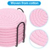 uxcell 8 Pcs Drink Coasters with Holder, Cotton Woven Coaster