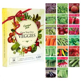 Garden Pack Garden Pack 20 Vegetable Seeds Varieties C High Yield Garden Seeds for Planting Vegetables C Over 8,000 Premium, Non-GMO Heirloom Seed for Outdoor & Indoor Garden