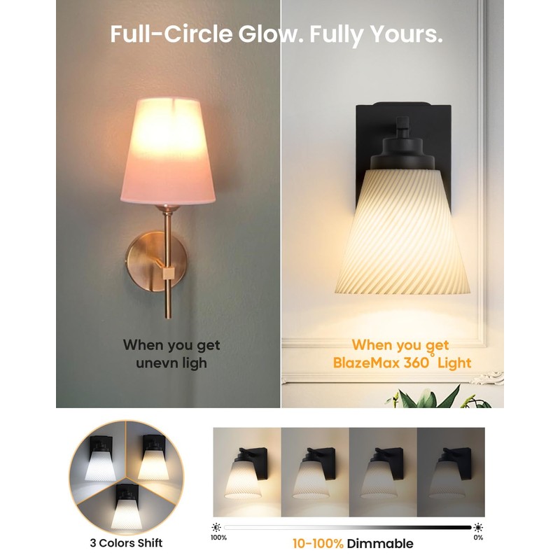 Neporal CARRYGLOW Battery Operated Wall Sconce, Peel and Stick No