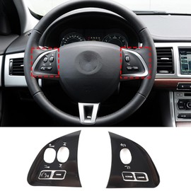 Car Steering Wheel Button Frame Covers Trim Sticker Suitable for Jaguar XF 2012-2015, Car Steering Wheel Button Cover, Car Interior Decoration (Black)