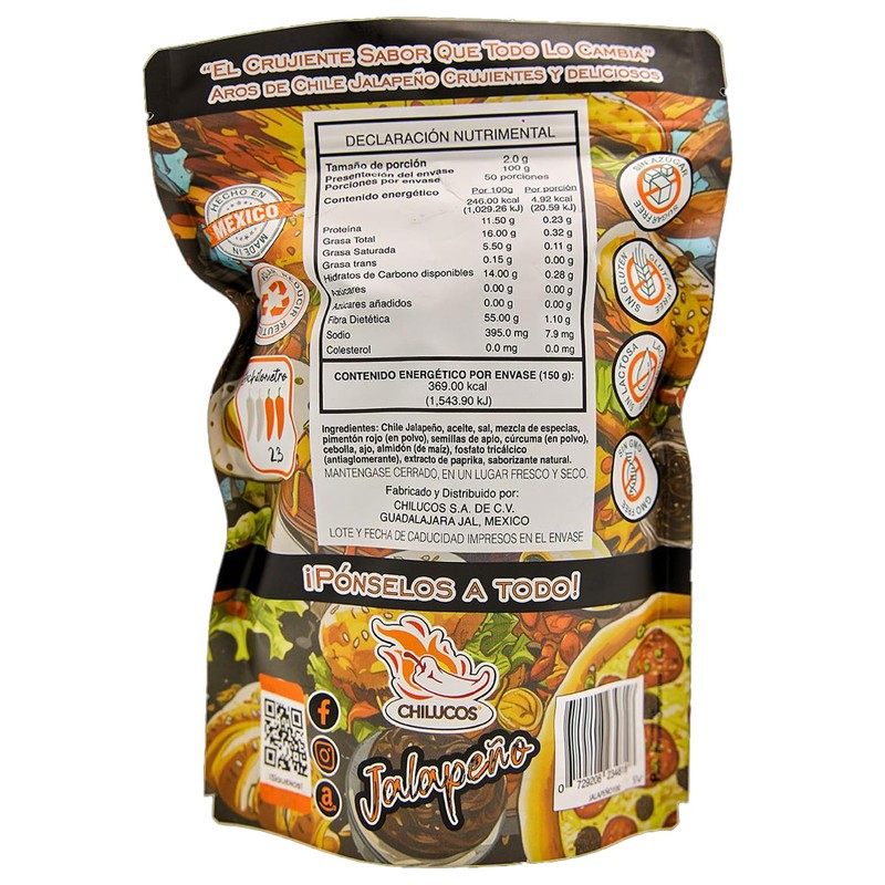 CHILUCOS JALAPEÑO - Rodajas crujientes de chile JALAPEÑO, Brutalmente adictivas,