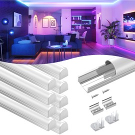 VST 10Pack 3.3FT/1M Excellent Spotless LED Channel System with Milky White Cover Silver Aluminum U Shape LED Channel for LED Strip Lights