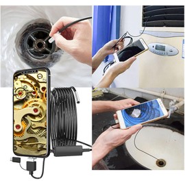 Cámara de Inspección Endoscopio 3 en 1, Boroscopio Impermeable IP67 3.9 mm con 6 LED Ajustables y Cable Flexible de 5 m