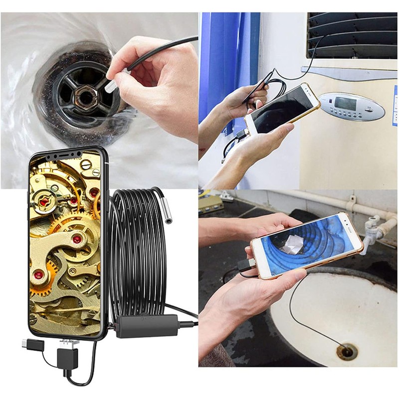 Cámara de Inspección Endoscopio 3 en 1, Boroscopio Impermeable IP67