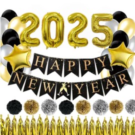 eBoutik - Happy New Year 2025 Decorations - Party Accessories for Indoors & Outdoors - New Years Eve Party Pack ( Happy New Year)