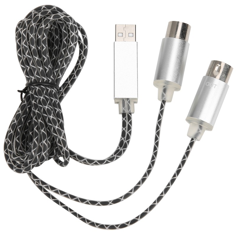 70.9in MIDI Cable to USB IN-OUT Converter Cable with Indicator