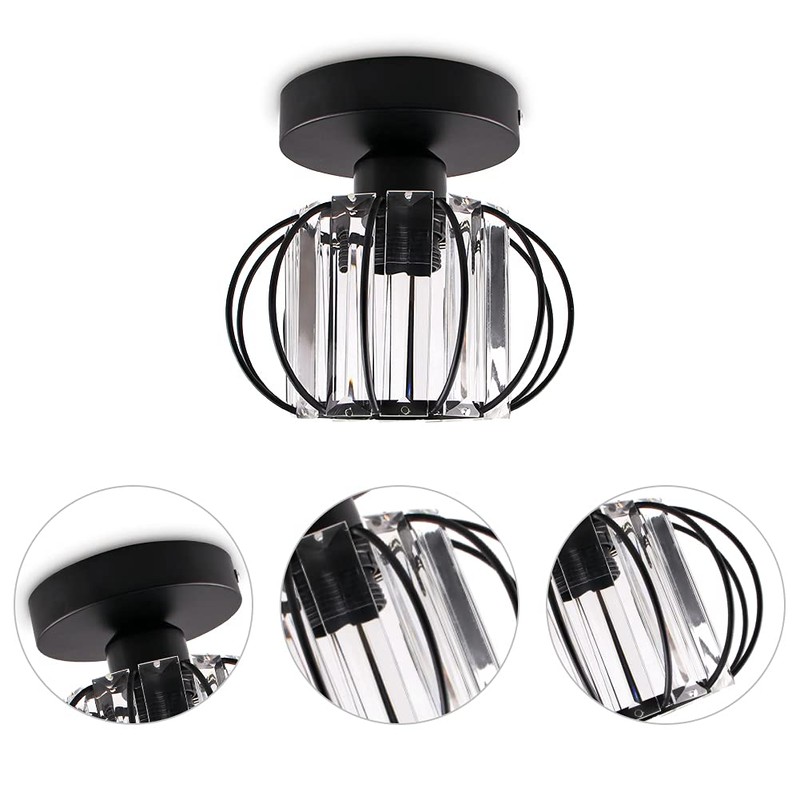 FRIXCHUR Black Modern Semi Flush Mount Ceiling Light Fixture Ceiling