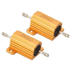 PATIKIL 25W 20 Ohm Aluminum Shell Resistor 2 Pack Aluminum Housing Resistor Housing Case Wire Wound Resistor Screw Tap Power Resistor 5% Tolerance Gold